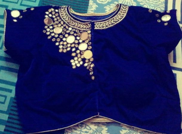 mirror work saree blouse designs 11