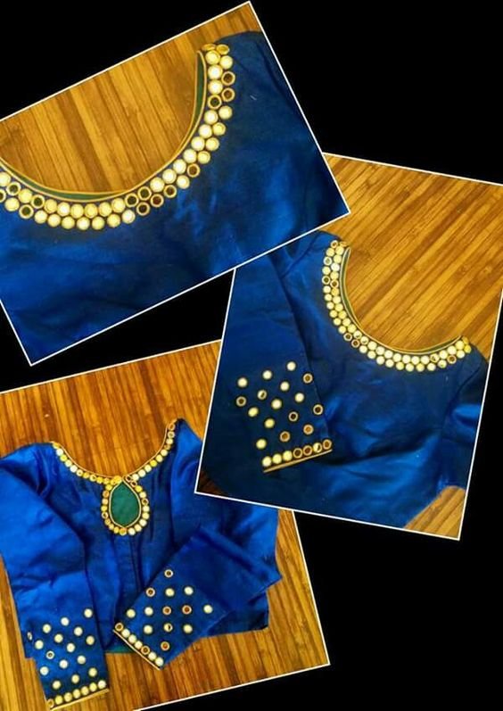 mirror work saree blouse designs 16