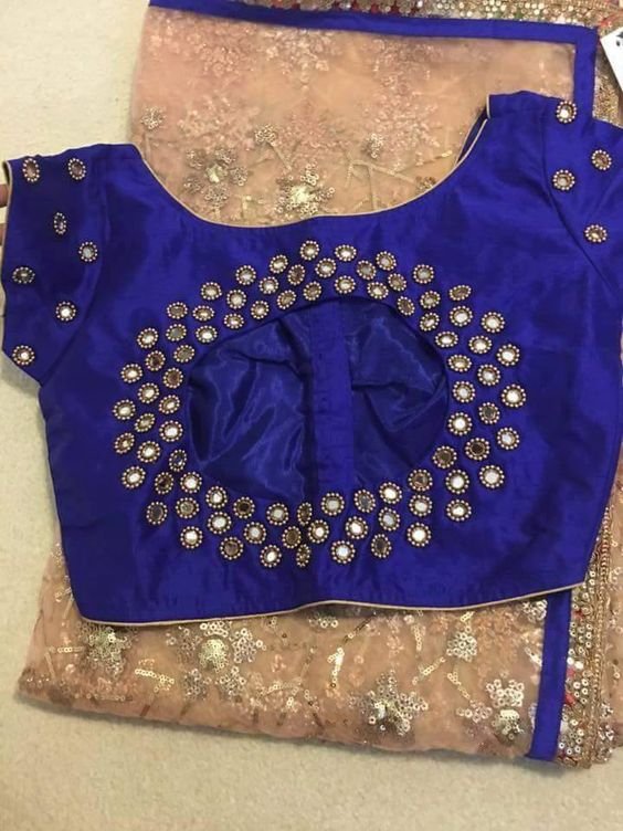 mirror work saree blouse designs 8