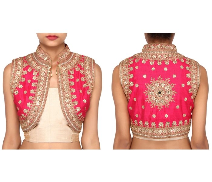 mirror work saree blouse designs 9