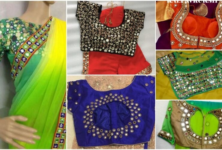 mirror work saree blouse designs a1