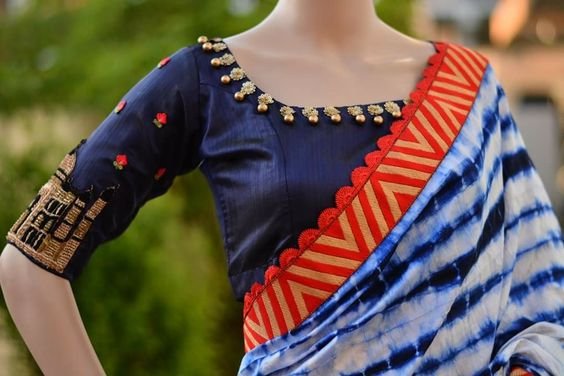 silk saree blouse designs 20