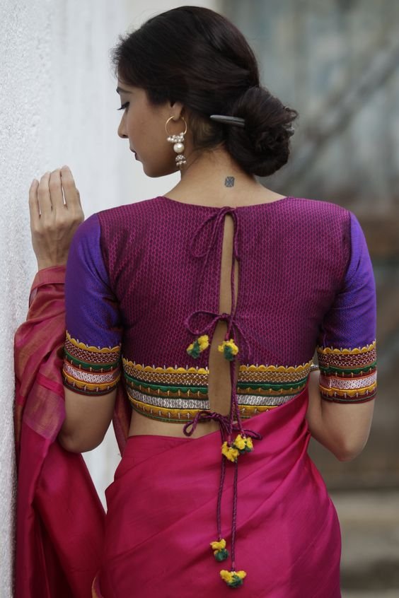 silk saree blouse designs 23