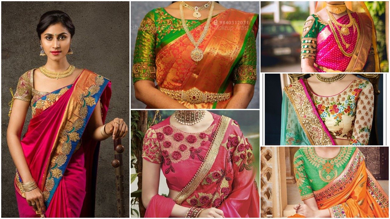 silk saree blouse designs a1