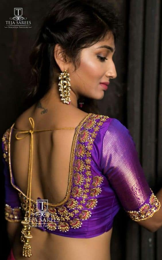 saree blouse back neck designs 21