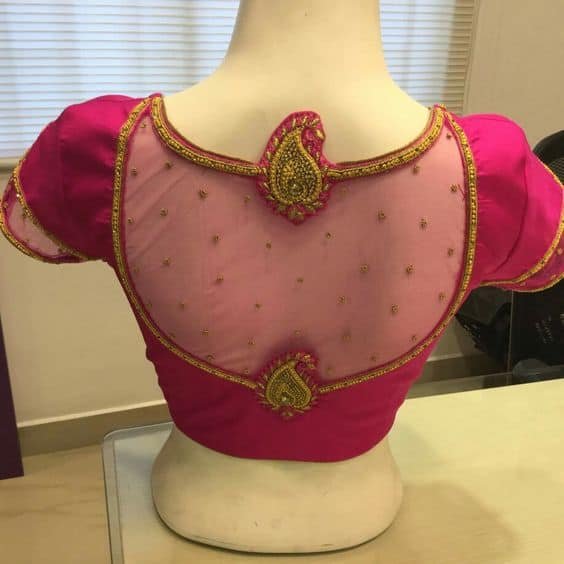 trendy saree blouse back designs 5