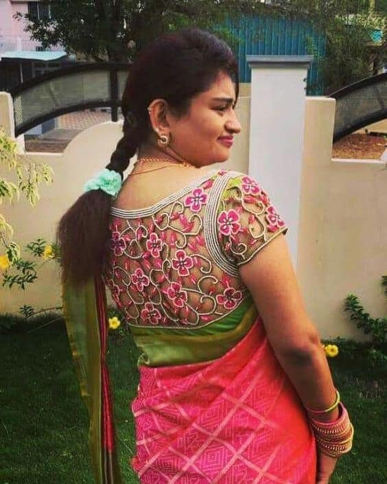 trendy saree blouse back designs 7