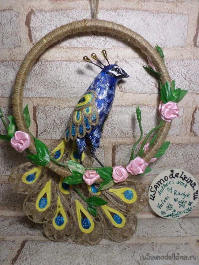 jute peacock wall art 102