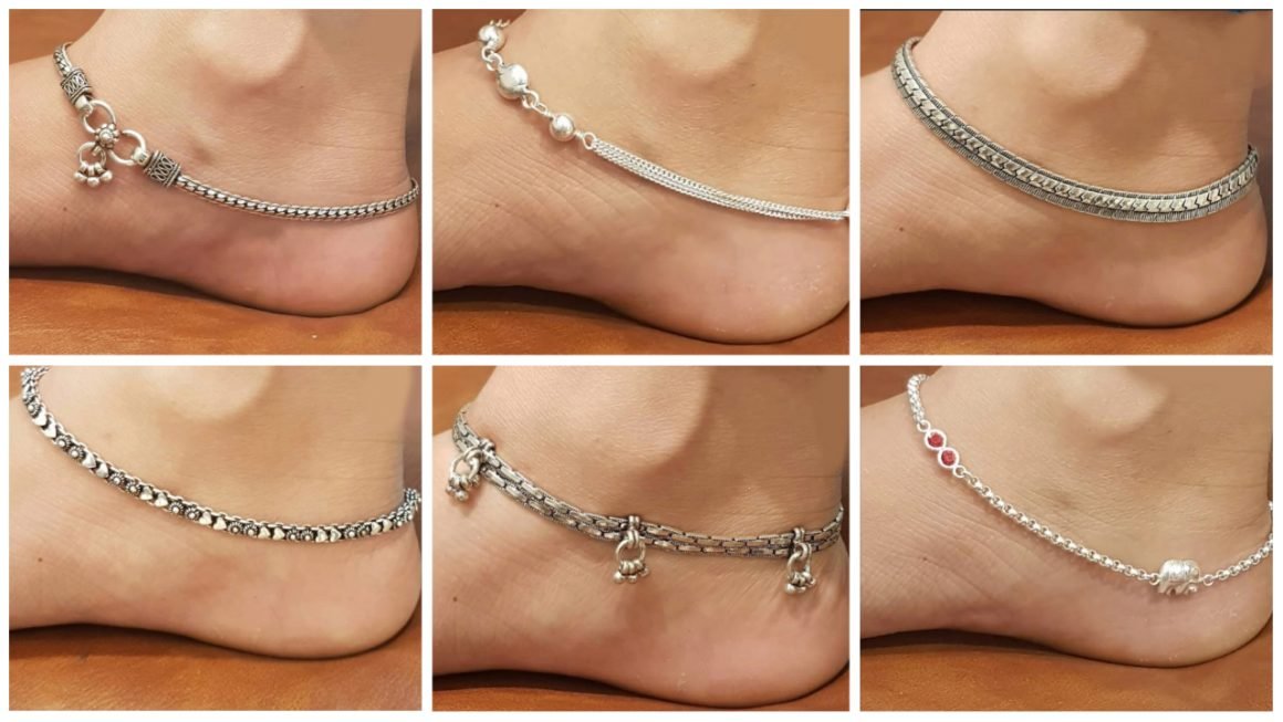 silver anklet design a1