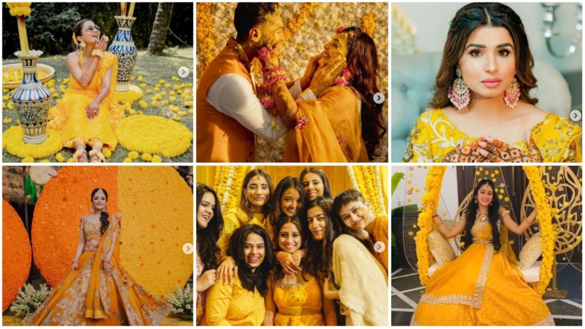bridal outfit ideas for haldi ceremony a1