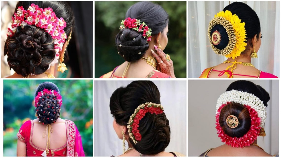 hair bun with floral gajra a1