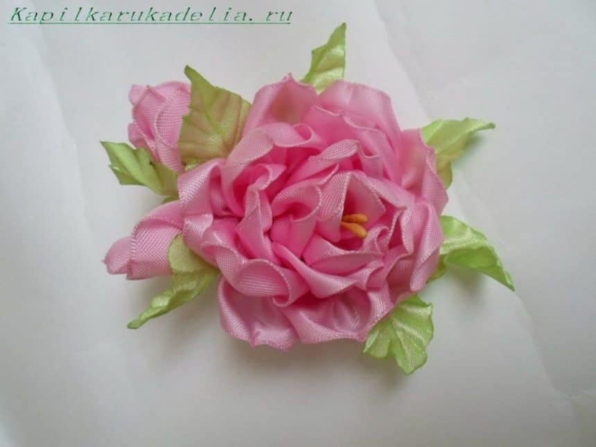 satin ribbon peony flower 11