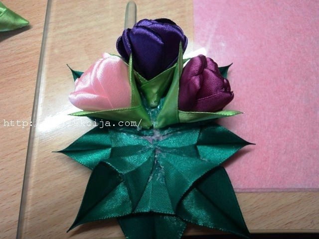 tulips from satin ribbons 30