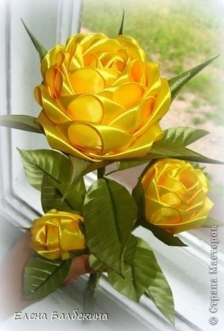 yellow rose ribbon flower 3